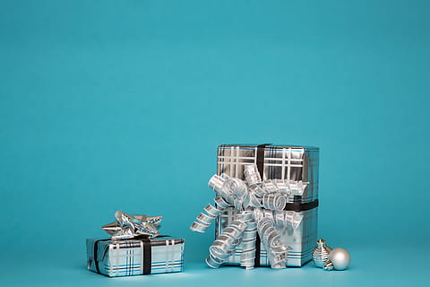 HD wallpaper: Blue Gift Box With Blue Ribbon, container, lace