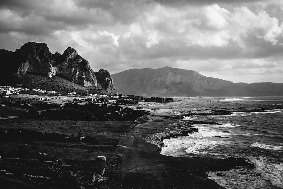 belvedere, panorama, winter, weather, italy, black and white HD wallpaper