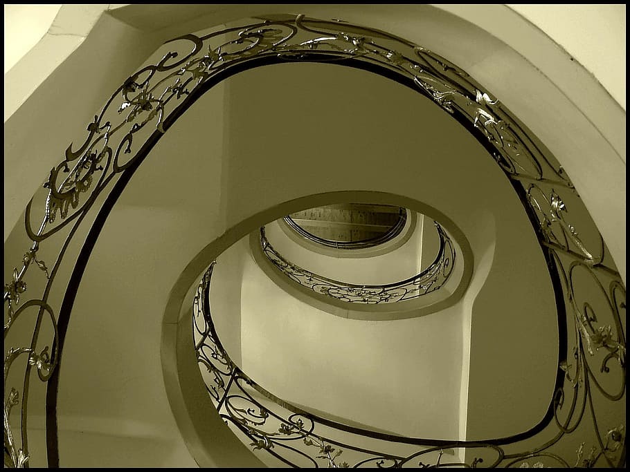 stairs, staircase, circular, building, architecture, steps and staircases HD wallpaper