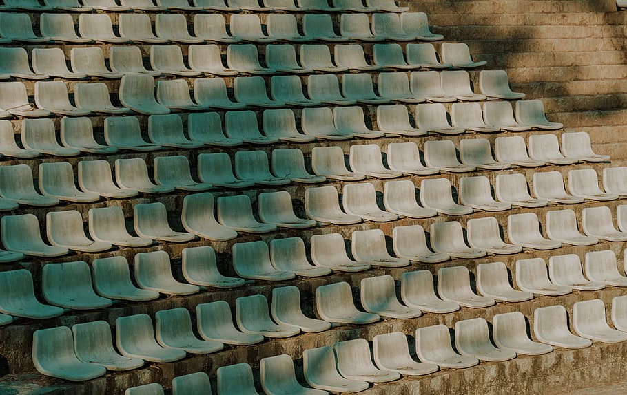 Plastic Seats, chairs, empty, row, in a row, large group of objects HD wallpaper