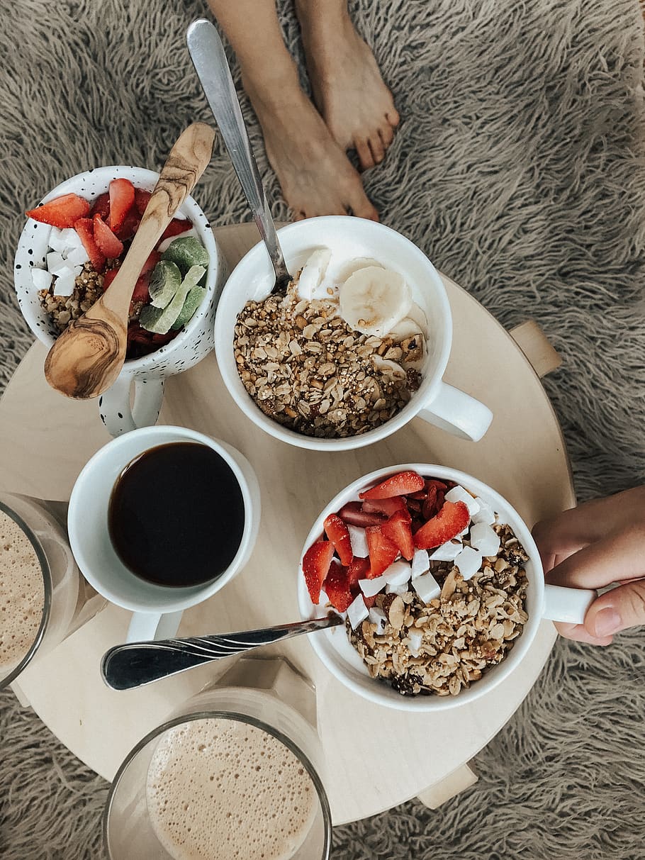 Flatlay Photography Of Food, cereal, coffee, cup, delicious, drink HD wallpaper