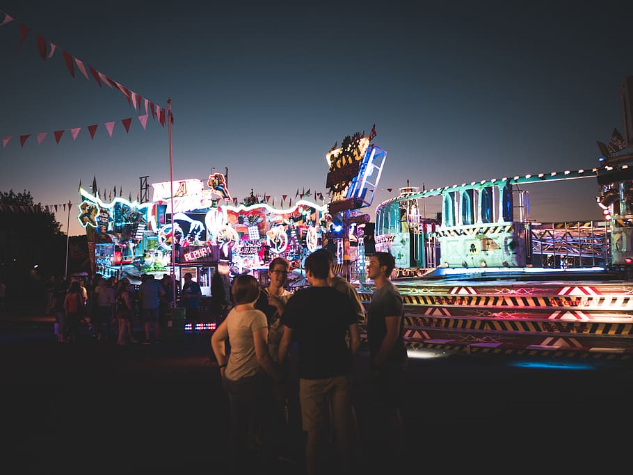 HD wallpaper: Photo of People in Amusement Park, carnival, crowd ...