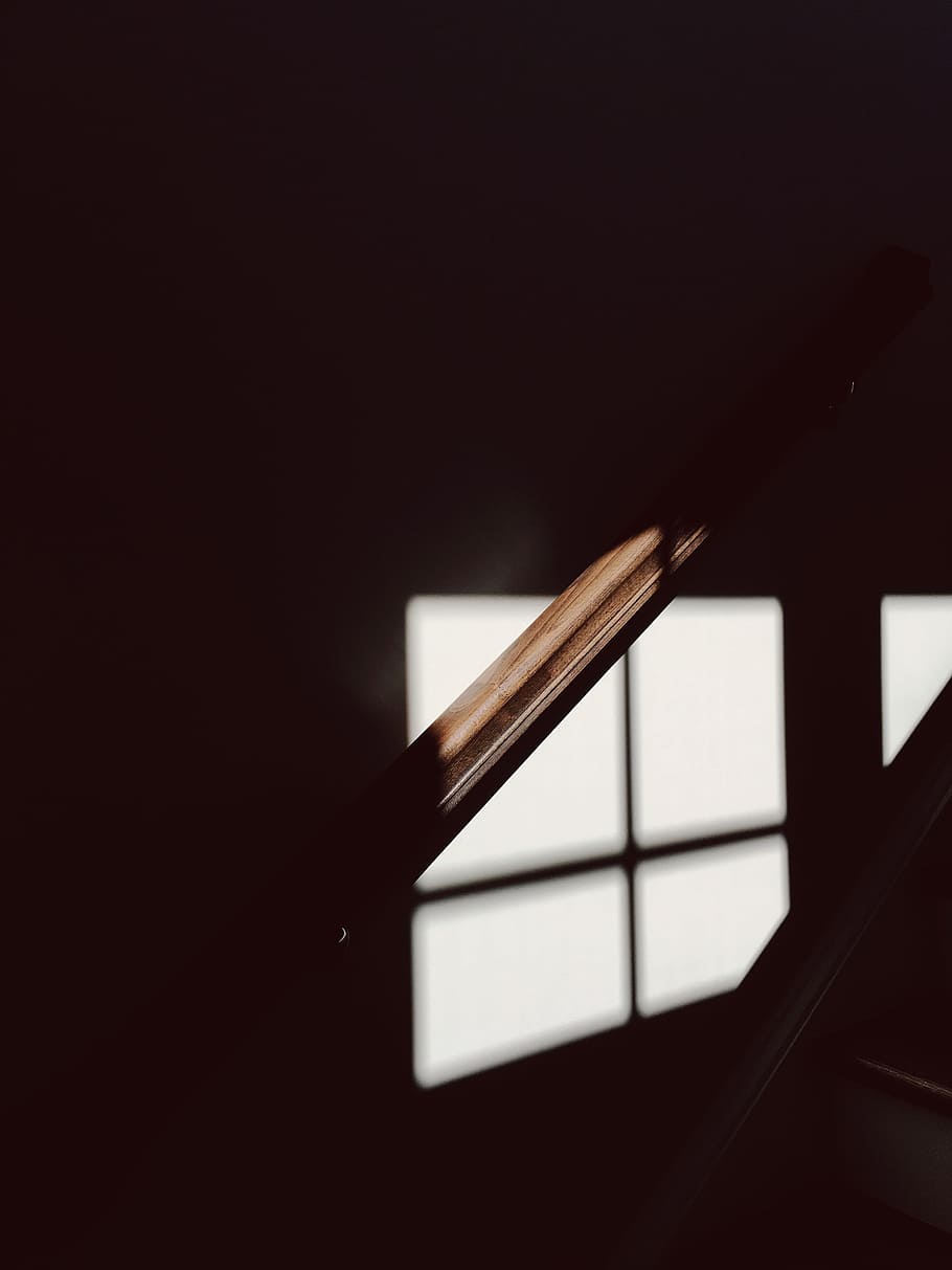 stairs, shadow, dark, windows, light, house, home, indoors HD wallpaper