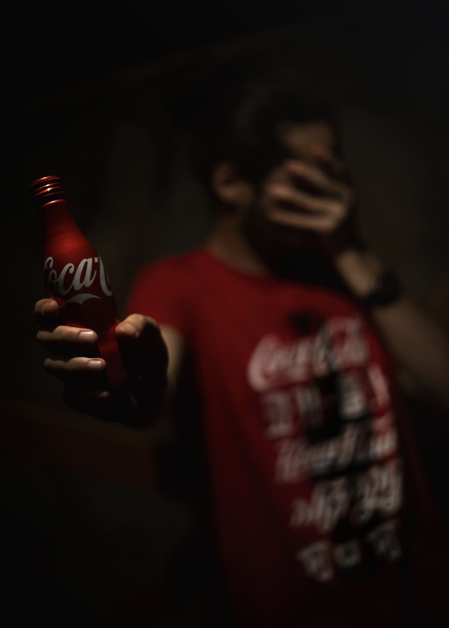man holding Coca-Cola bottle, person, human, coke, drink, beverage HD wallpaper