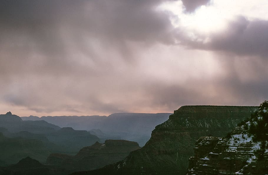 Cloudy Overcast Sky over Grand Canyon in Arizona, america, beautiful, HD wallpaper