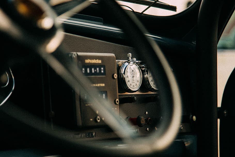rally, austinmini, oldcar, vehicle interior, close-up, selective focus HD wallpaper