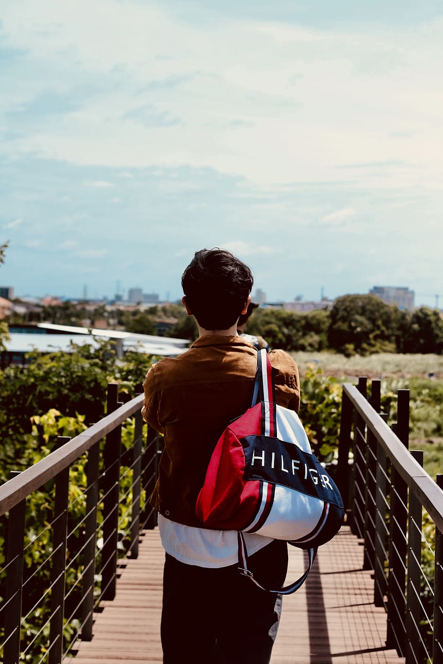 bangkok, boy, man, forest, city, rear view, real people, railing HD wallpaper