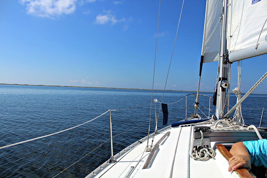 united states, pensacola beach, bay, sailing, tranquil, nautical vessel, HD wallpaper