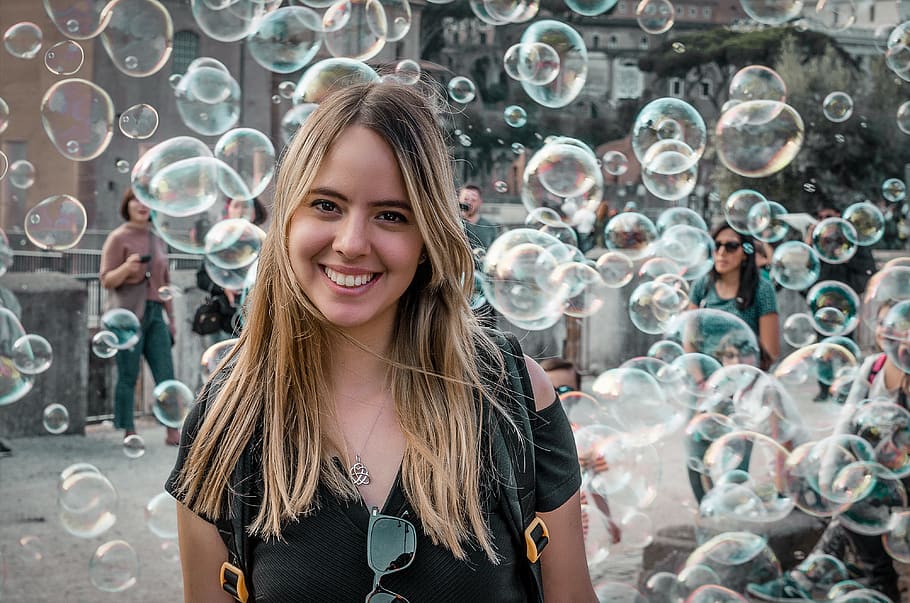 italy, rome, portrait, bubble, looking at camera, one person HD wallpaper
