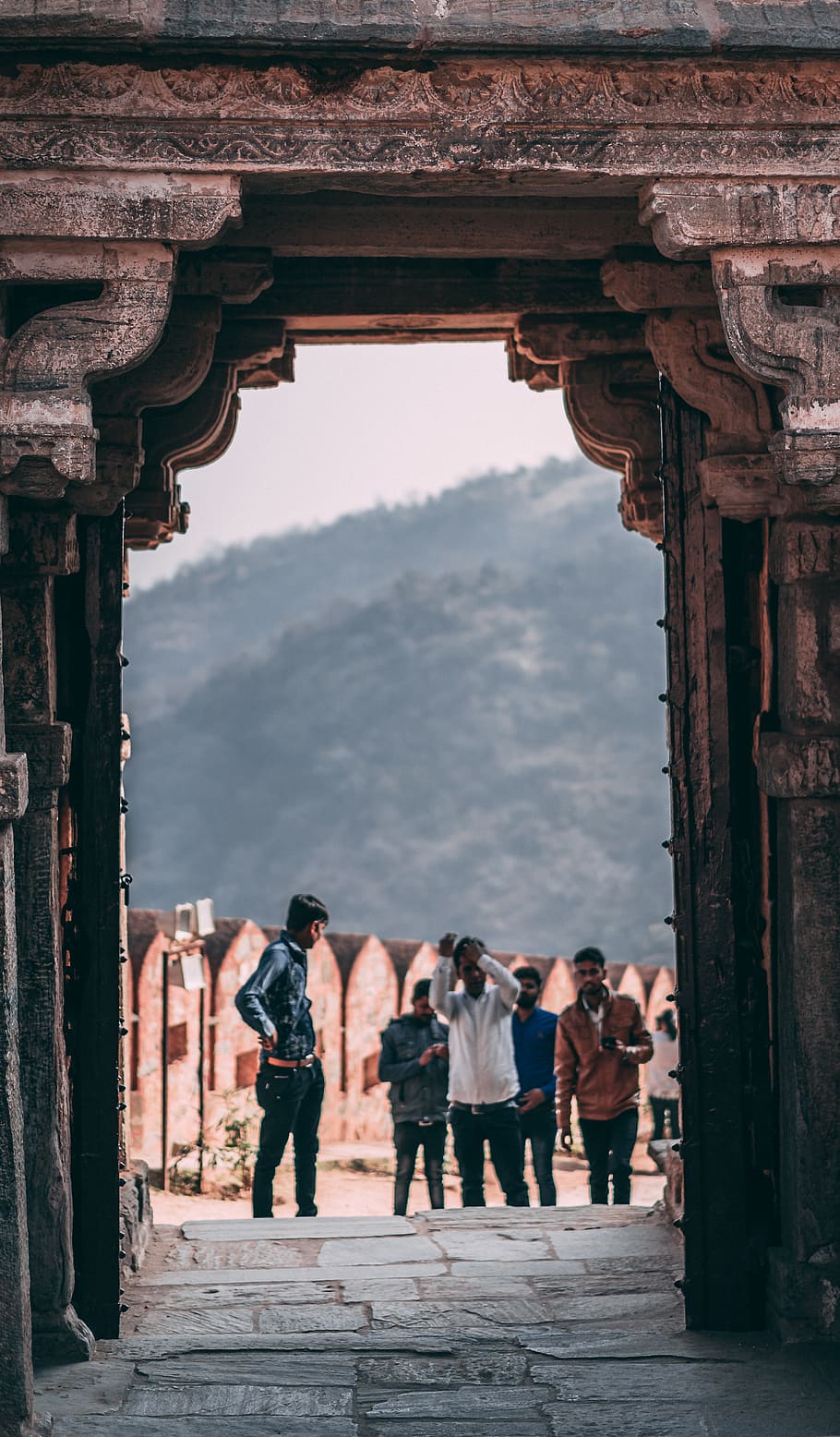 people walking through tunnel gate, human, person, apparel, clothing HD wallpaper