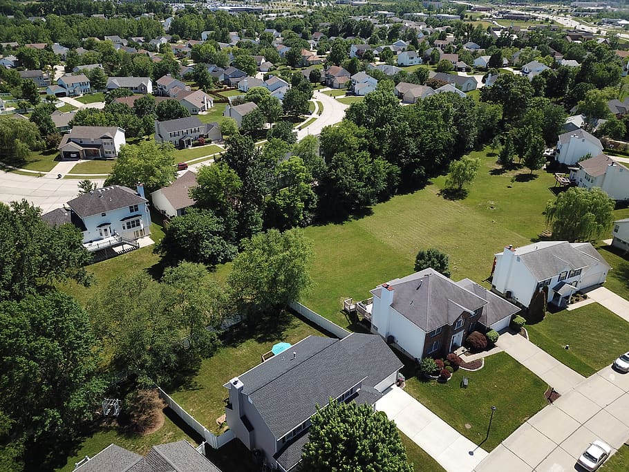 Aerial Photography of Houses and Trees, architecture, bird's eye view