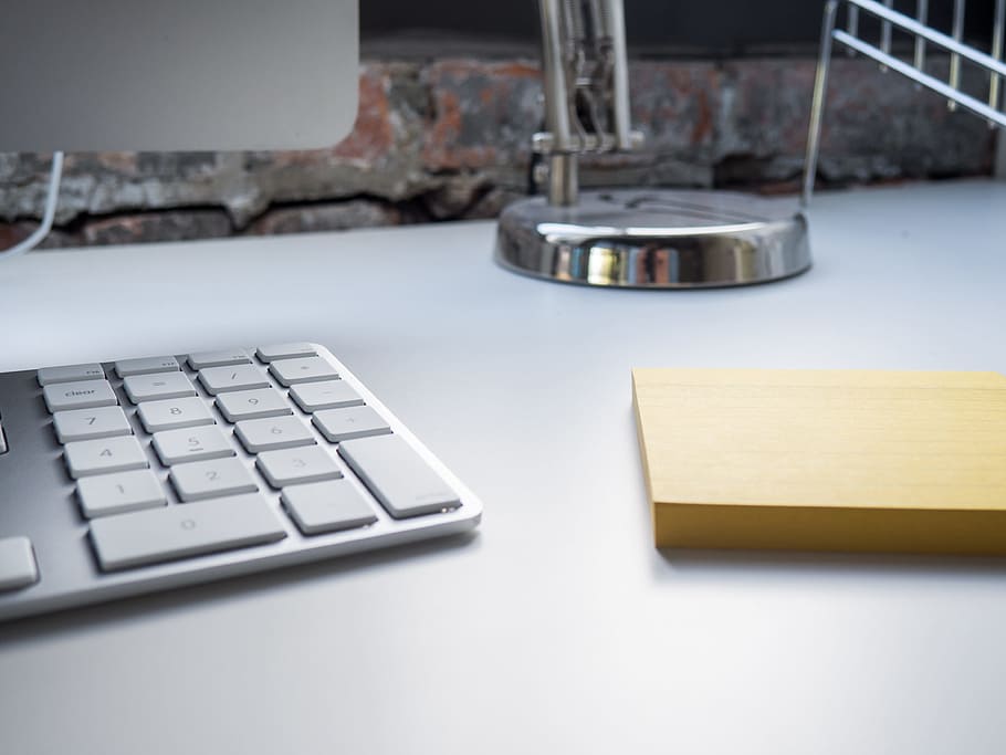 Office Desk with Keyboard and Notepad, Business, Objects, Technology HD wallpaper