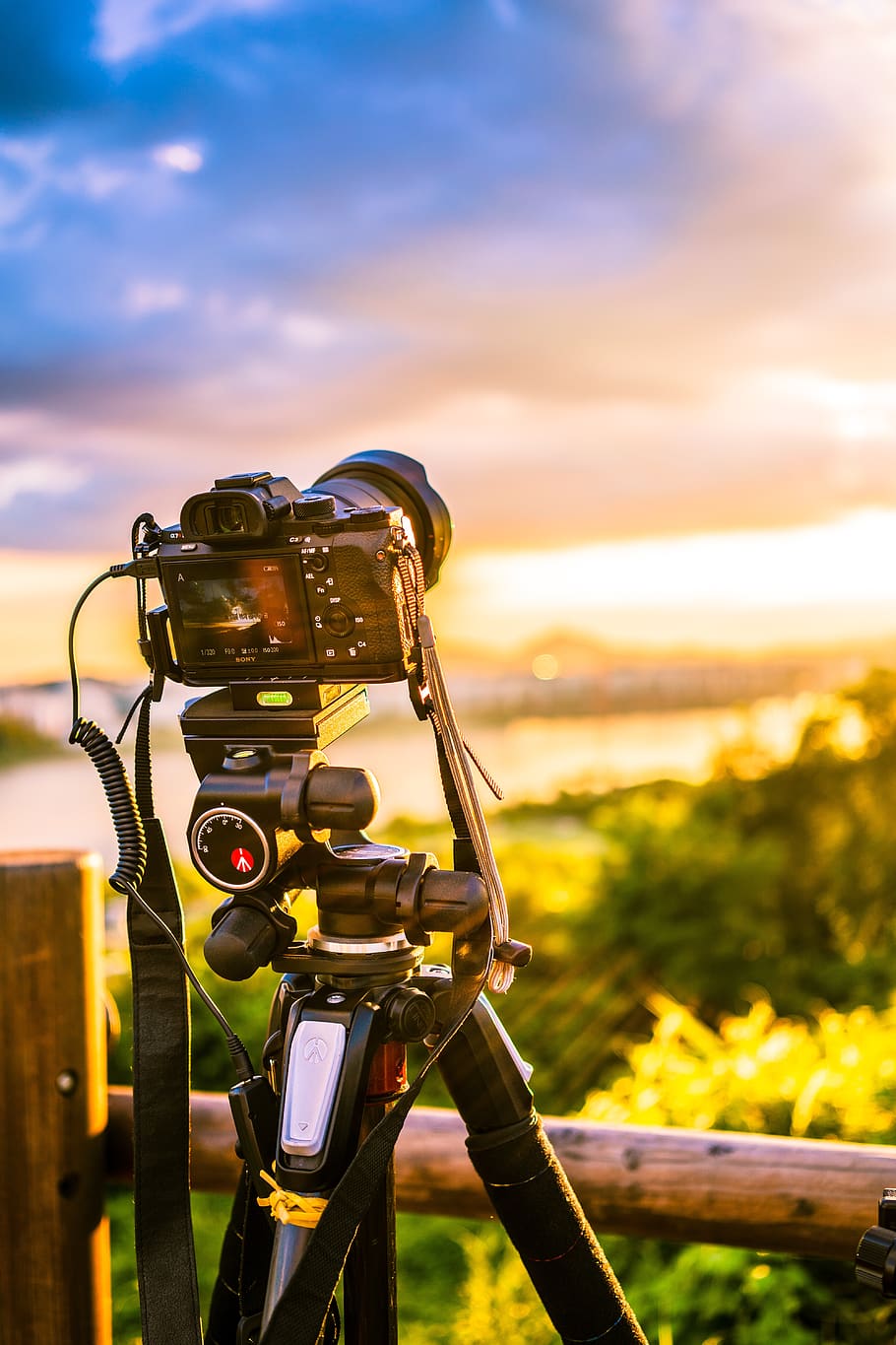 camera, sunset, nature, sky, cloud - sky, focus on foreground HD wallpaper