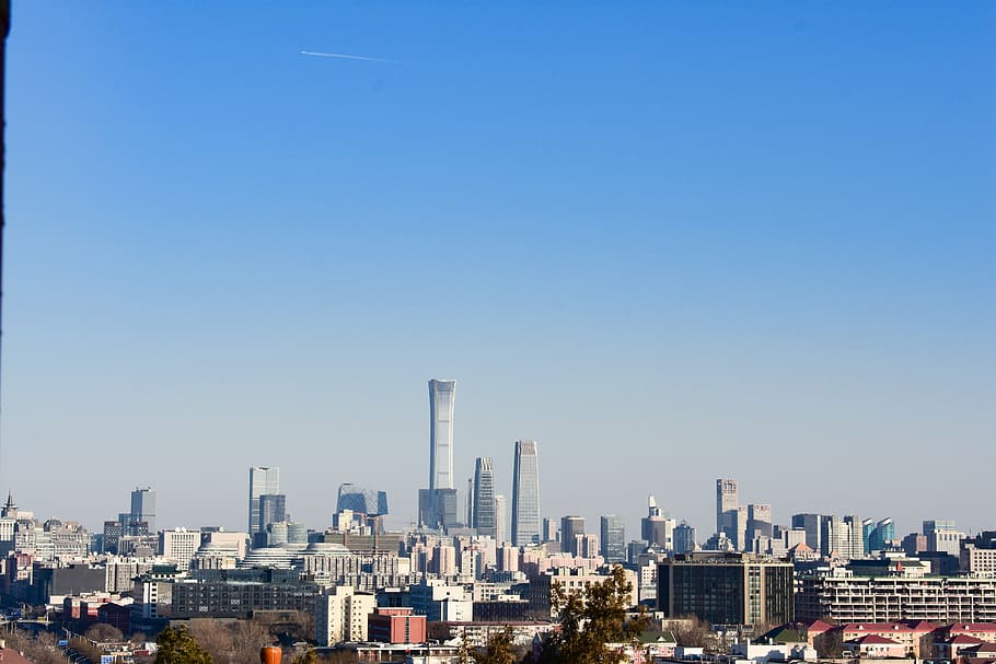 beijing, skyline, city, tall buildings, eon, building exterior, HD wallpaper
