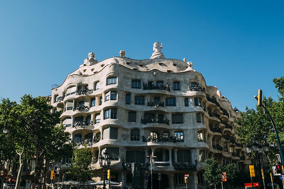 spain, barcelona, casa milà, antoni gaudí, archetecture, design, HD wallpaper