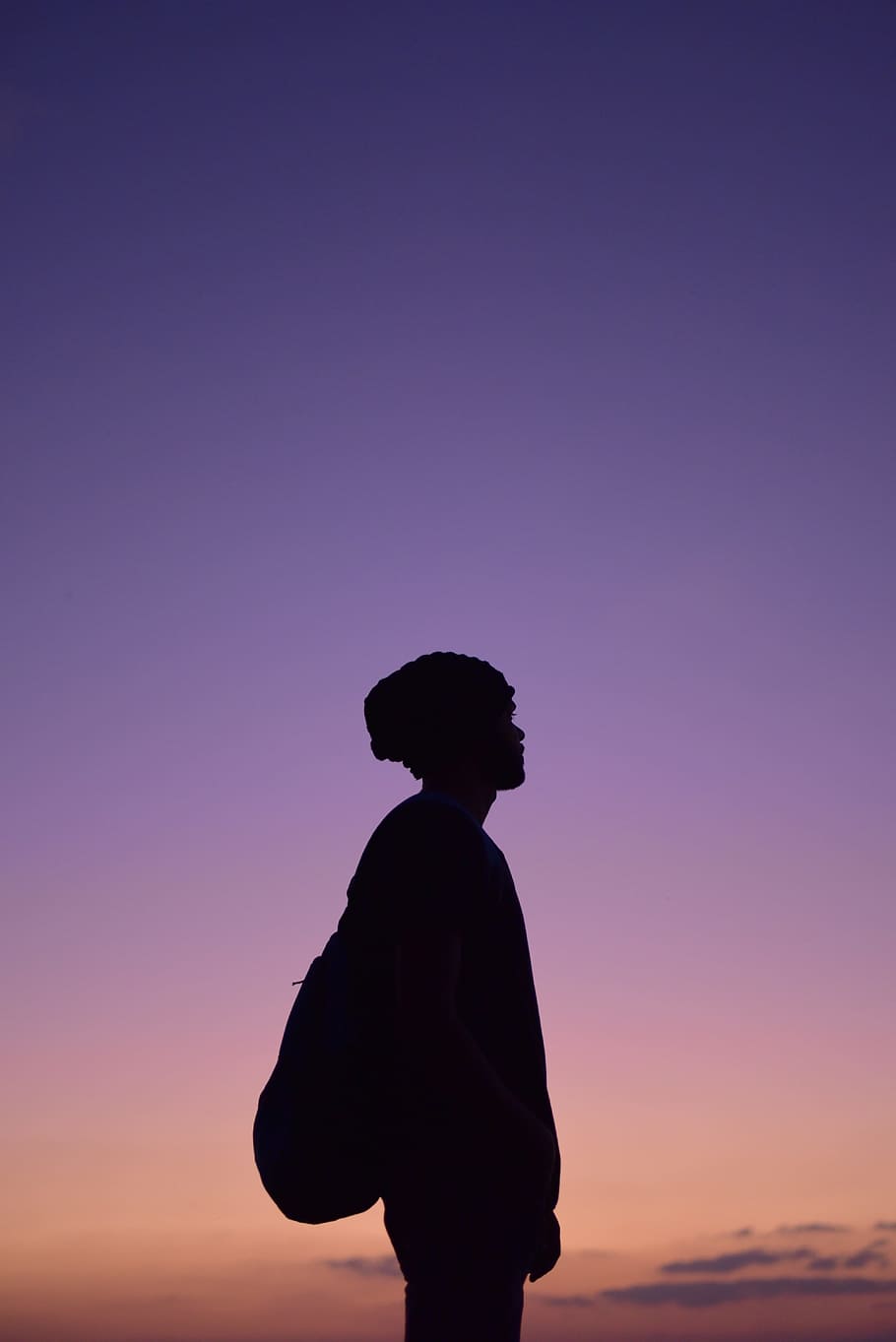 Silhouette Photo of Standing Man, clouds, dark, dusk, evening HD wallpaper