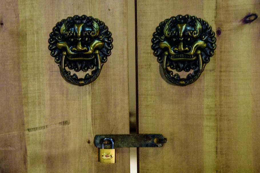 door, handles, lock, enter, secret, entrance, close-up, door knocker HD wallpaper