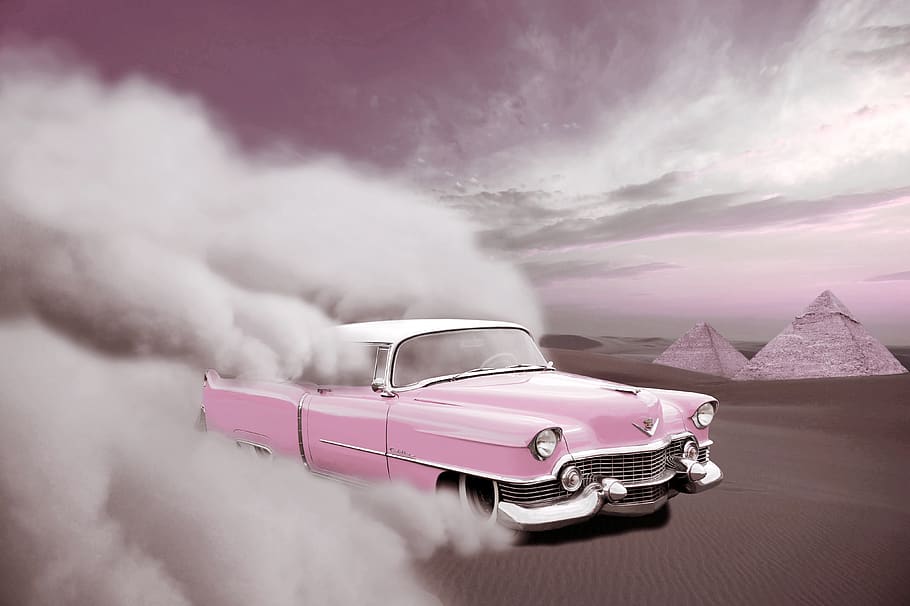Hd Wallpaper Car Cadillac Desert Sand Sandstorm Sunset Pyramids 50 Speaker Wallpaper Flare