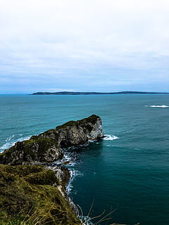 gray rock formation on water, land, outdoors, nature, promontory HD wallpaper