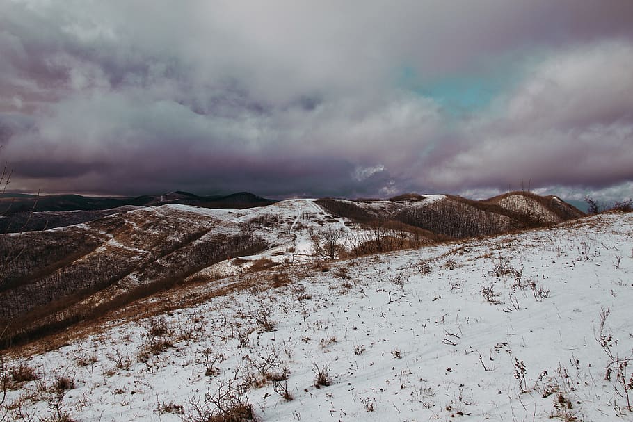 mountains, snow, landscape, winter, nature, sky, the picturesque HD wallpaper
