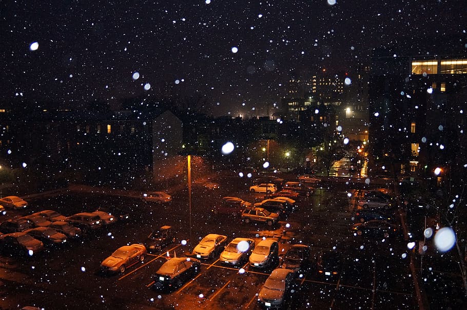boston, snow, night, illuminated, architecture, building exterior HD wallpaper