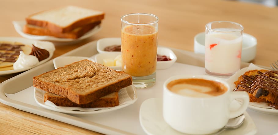 breakfast, cake, coffee, drink, morning, food and drink, refreshment HD wallpaper