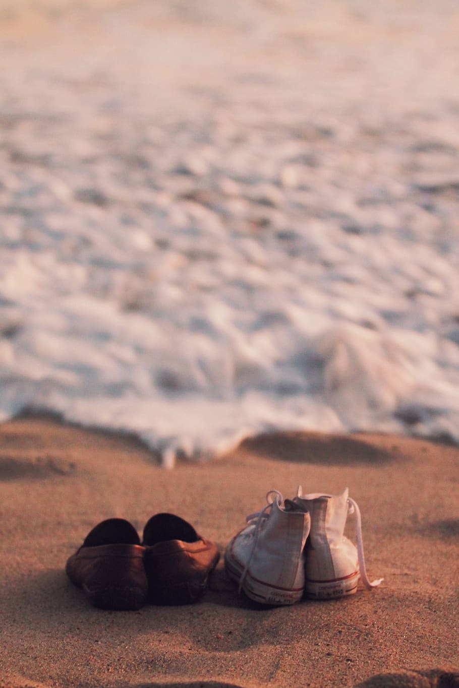 shoe, land, pair, sand, focus on foreground, nature, tranquility HD wallpaper