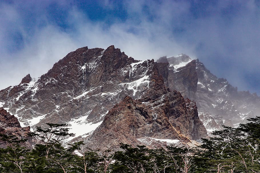 mountain under white clouds and blue sky, beauty in nature, cloud - sky HD wallpaper