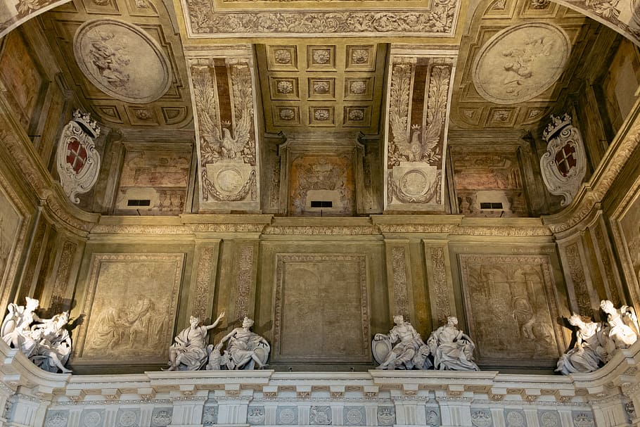 Beautiful ceiling in a palace, ancient, architecture, art, background