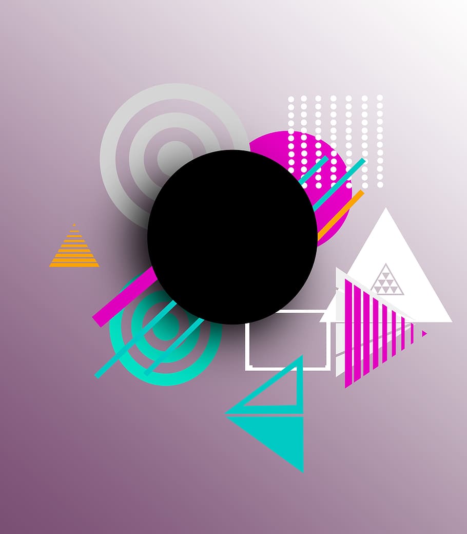 abstract, shape, round, modern, background, logo, pink, black HD wallpaper