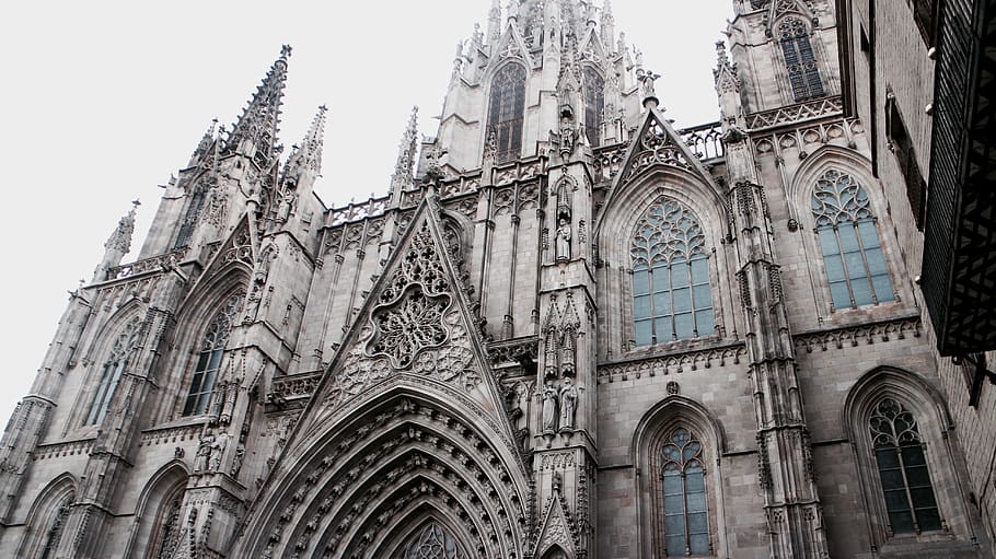 church, gothic, light, windows, details, building, high, sky HD wallpaper