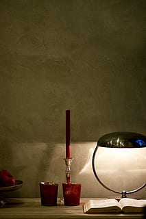 Silver Table Lamp Beside Opened B, antique, candle, candlestick HD wallpaper