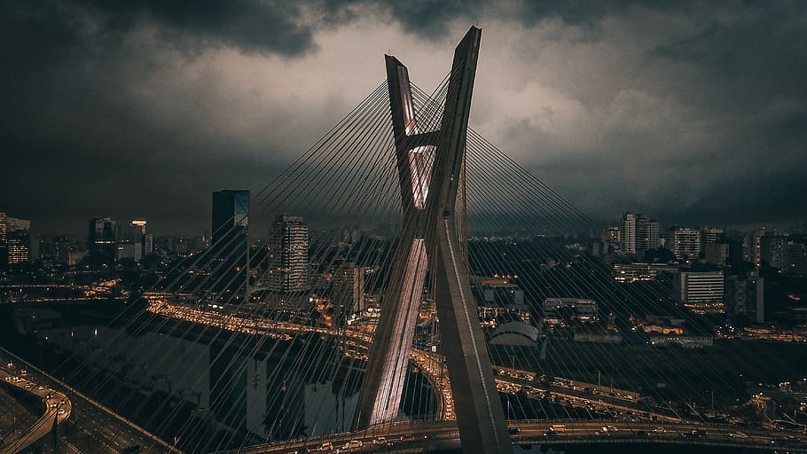 view of cable-stayed bridge, architecture, built structure, building exterior HD wallpaper