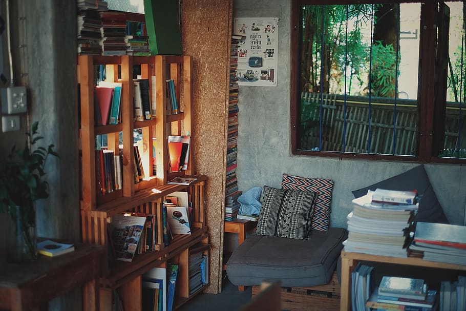 chiangmai, thailand, chair, seat, publication, book, shelf HD wallpaper