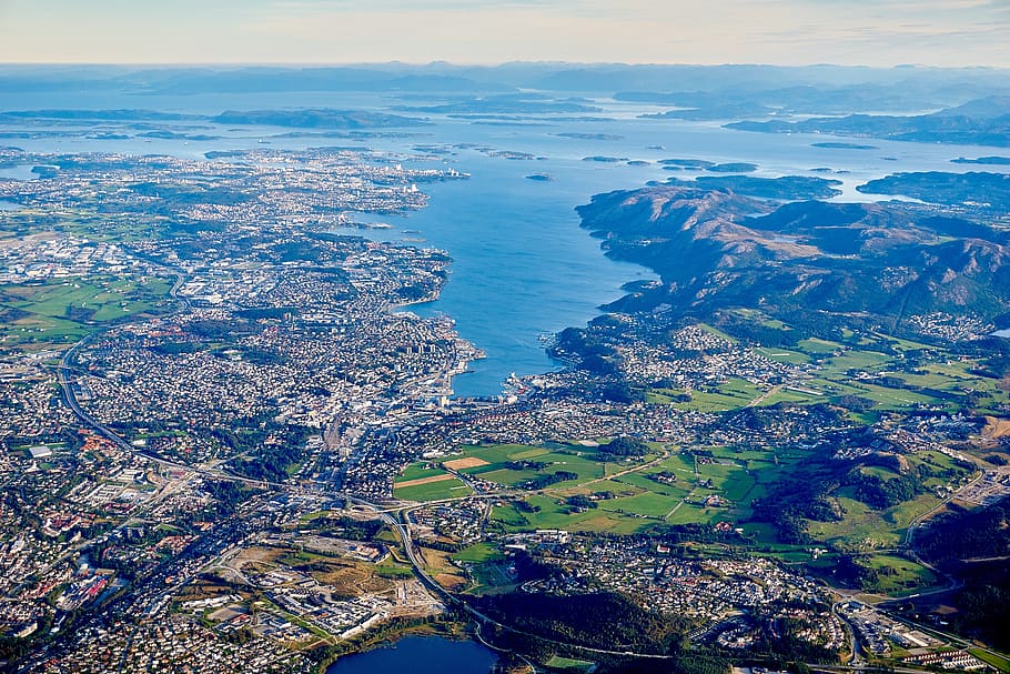 aerial, view, landscape, high, scene, panorama, city, aerial view HD wallpaper