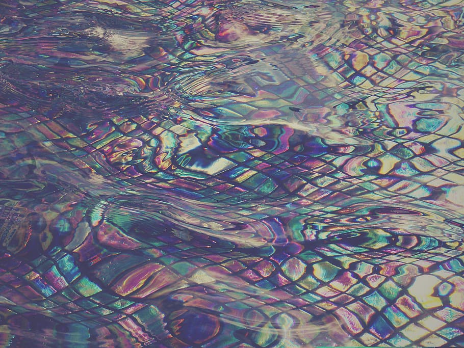 water, tile, pool, colorful, distortion, wave, fountain, full frame HD wallpaper