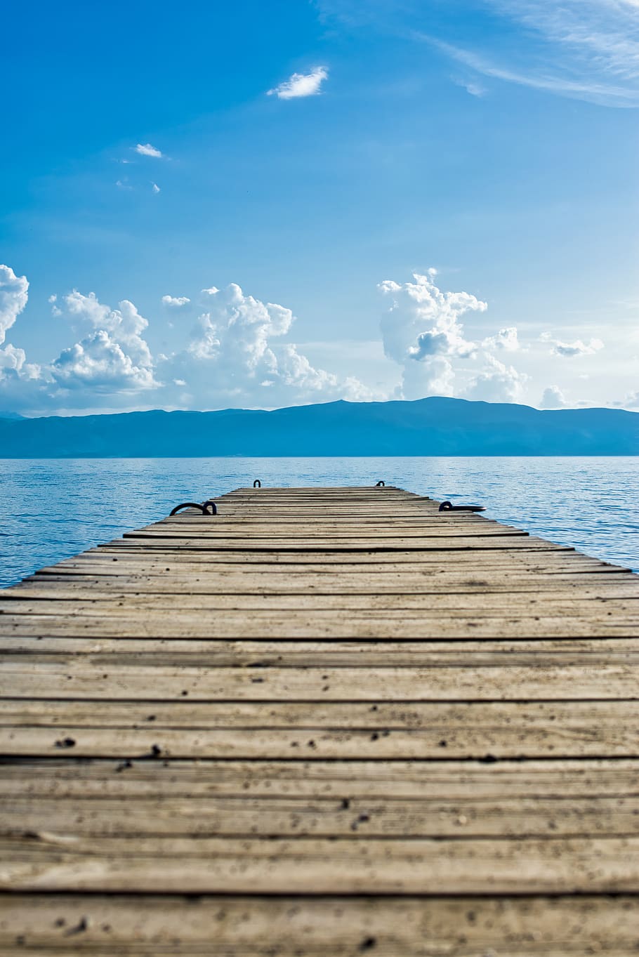 brown wooden dock on body of water, pier, ohrid, macedonia (fyrom)