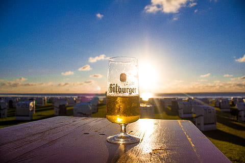 beer, bierra, bitburger, canon, seaside, northsea, sunset, sky HD wallpaper