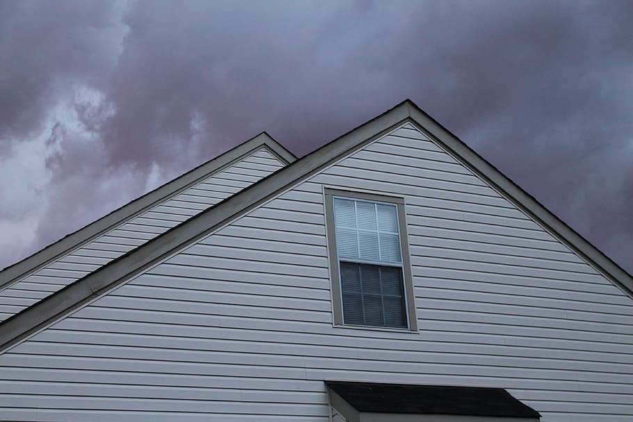 suburban, suburbia, house, home, siding, window, purple, sky, HD wallpaper