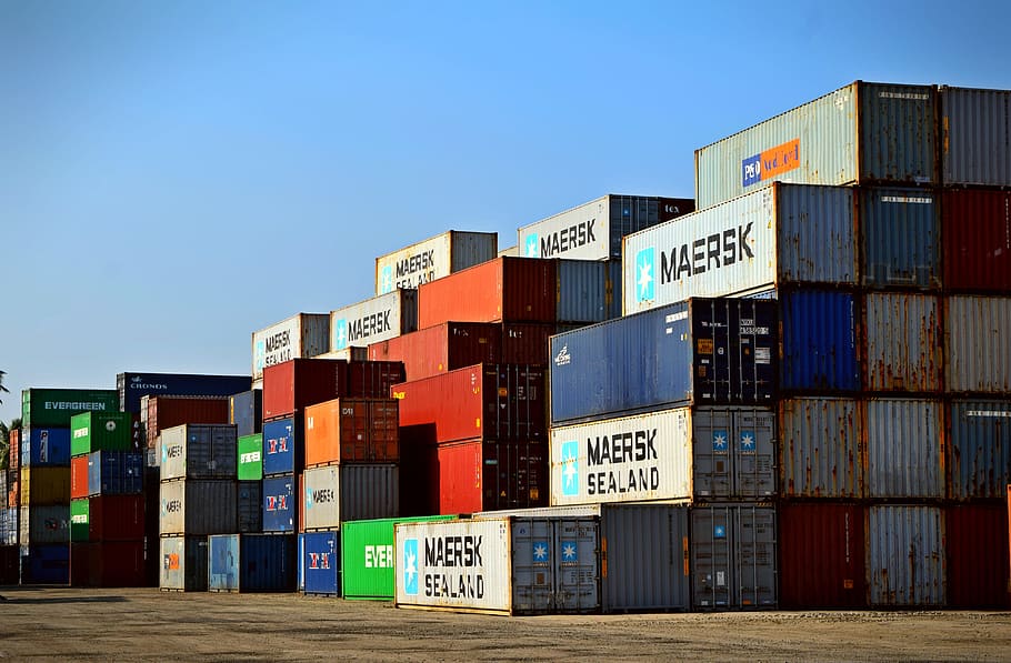 Cargo Container Lot, business, commerce, commercial, export, freight