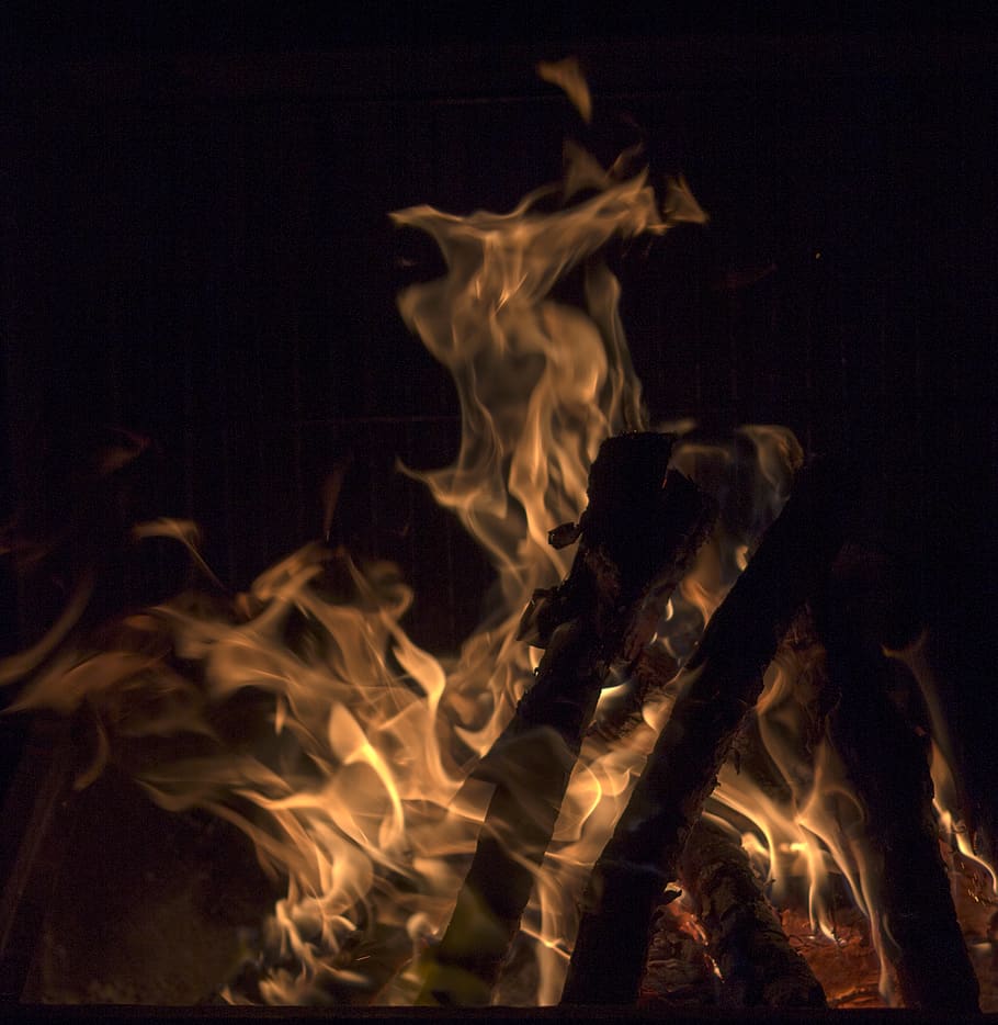 fire, flames, hot, woods, barbecue, braizer, moment, night HD wallpaper