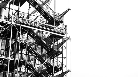 Scaffolding in Grayscale Photo, architecture, black and white HD wallpaper