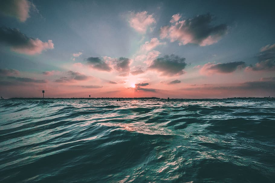 ocean, waves, water, sea, blue, nature, ocean wave, sky, summer HD wallpaper