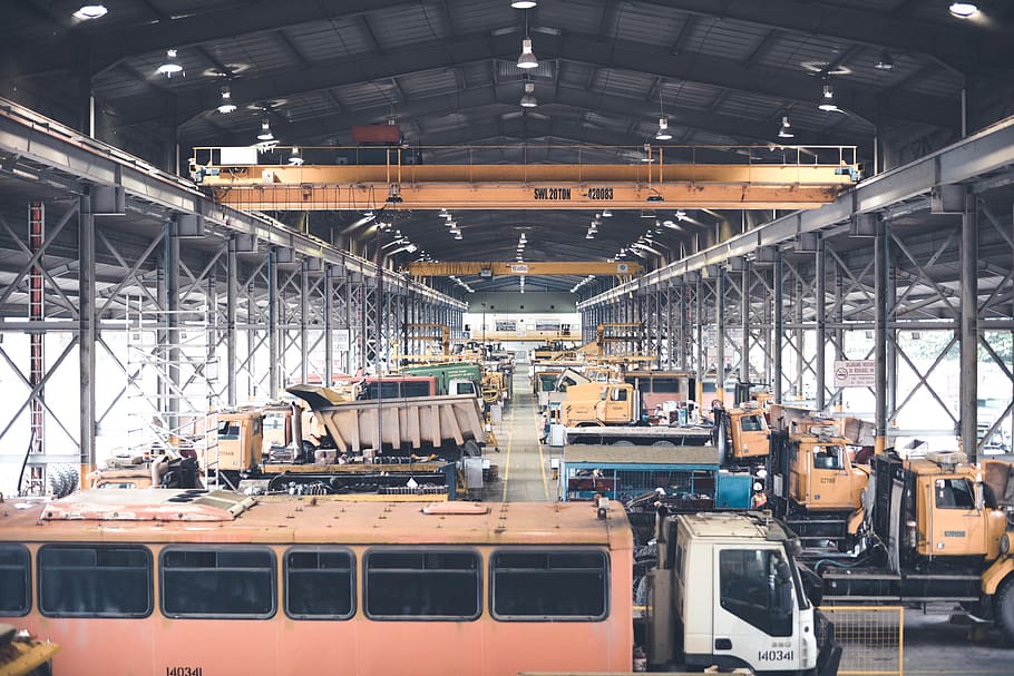 vehicles inside dome, building, machine, factory, wheel, boat HD wallpaper