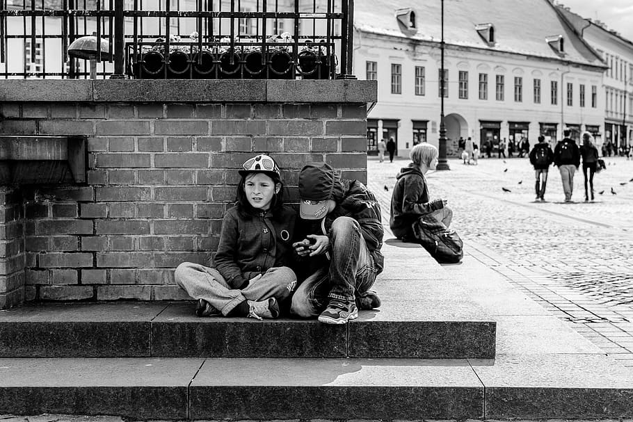 city, kid, architecture, building exterior, full length, sitting HD wallpaper