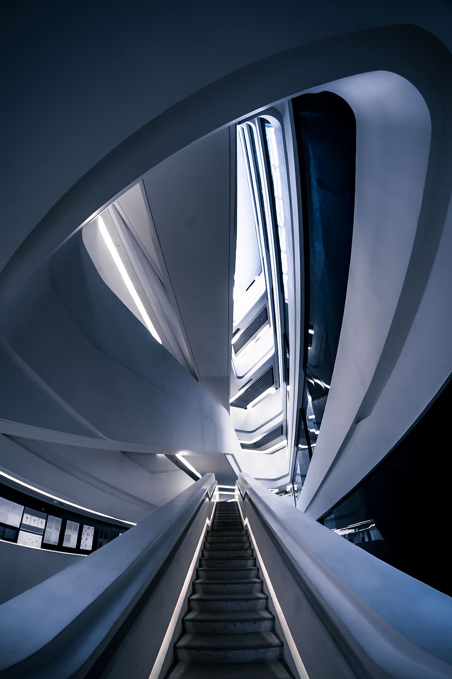 black staircase inside building, architecture, built structure HD wallpaper