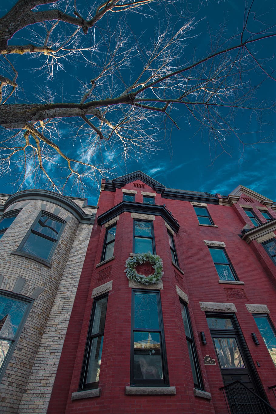 red high-rise building, building exterior, architecture, tree HD wallpaper
