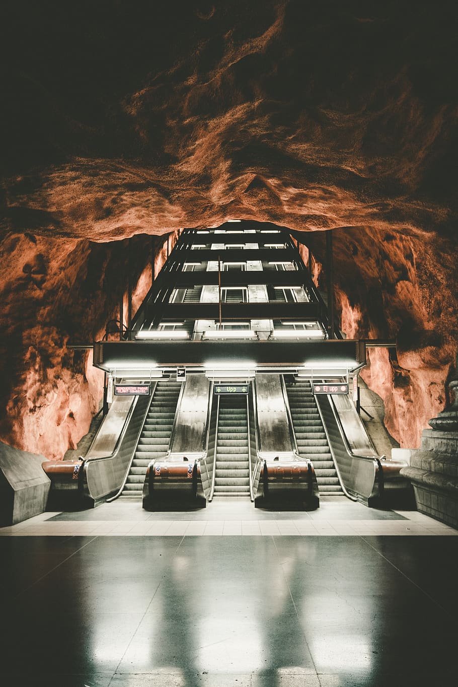 gray escalator, technology, architecture, fuel and power generation HD wallpaper