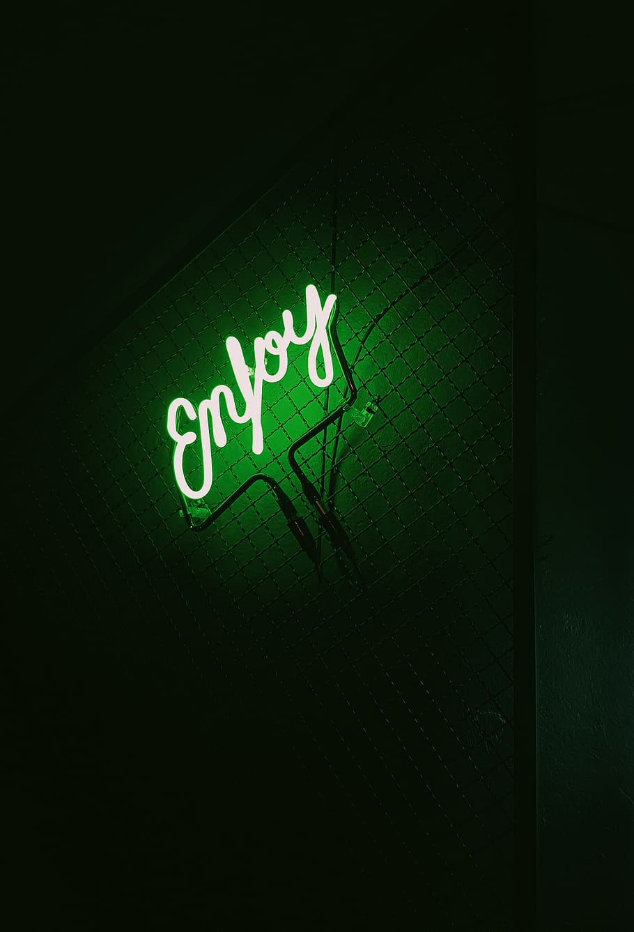 Photo of Green Enjoy Led Signage, color, dark, decor, design