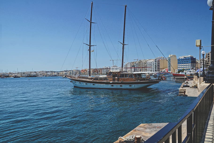 malta, tas-sliema, ponsonby, waves, boat, details, sea, hdr HD wallpaper